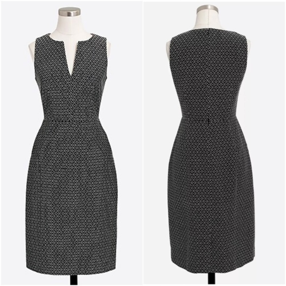J. Crew Factory Split Neck Polka Dot Sleeveless Sheath Dress Size 10